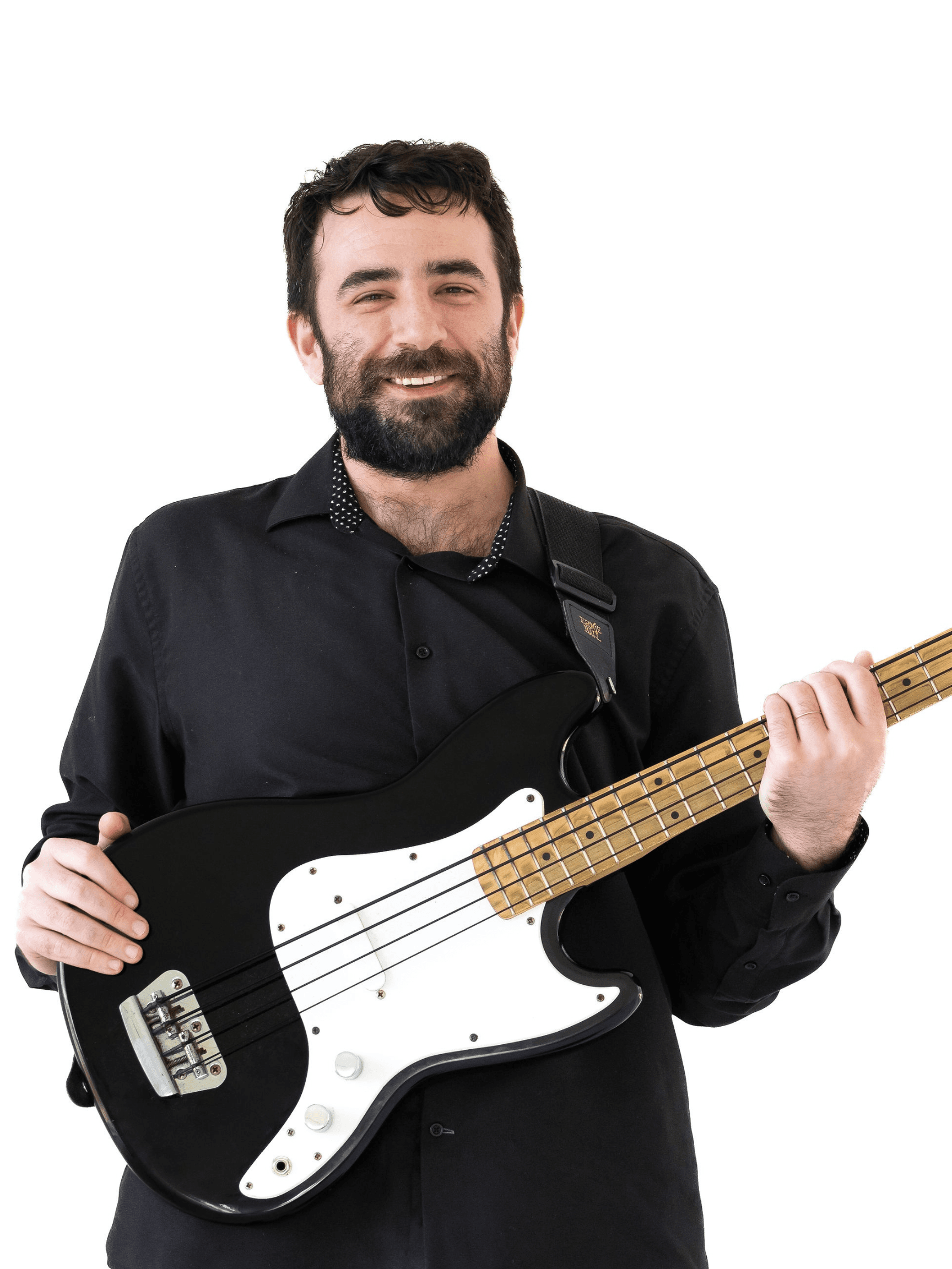 Benny St. Peixe performing with bass guitar